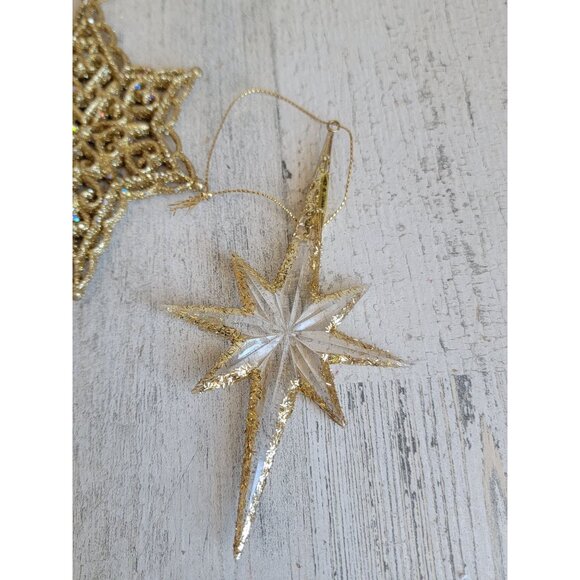 Golden glitter nativity star ornament Xmas set - Picture 5 of 6